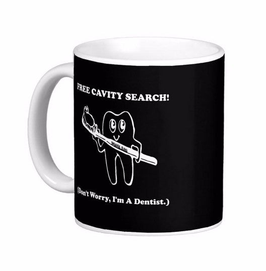Dentist Cavity Search White Coffee Mugs
