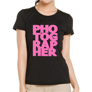 PHOTOGRAPHER Letter Print T Shirts