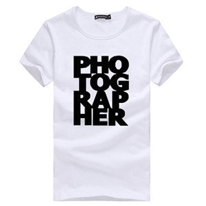 PHOTOGRAPHER Letter Print T Shirts