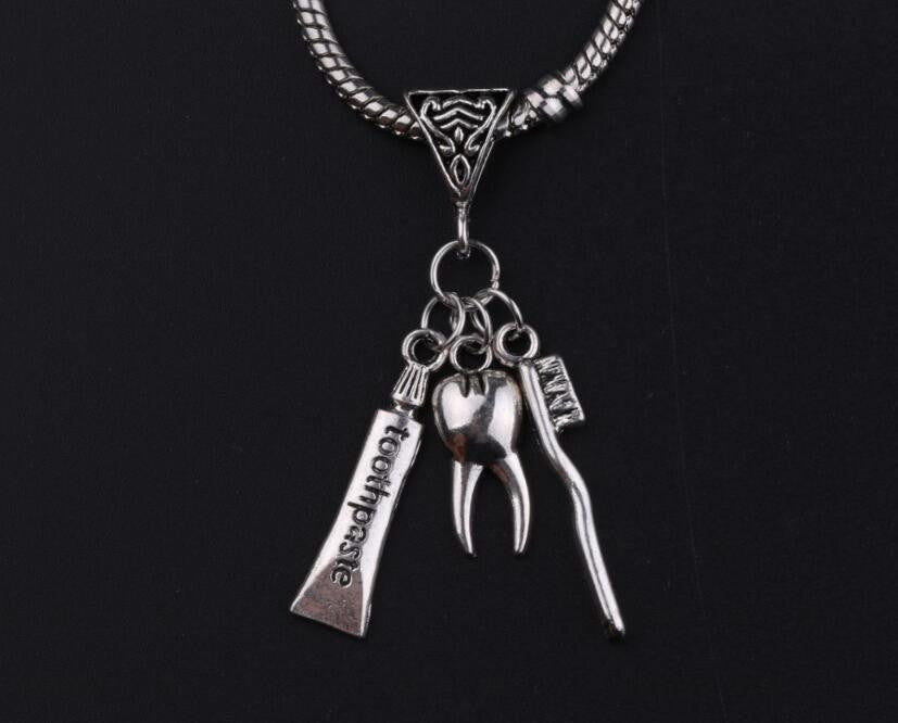 Dentist Teeth Dangle Charm Bead Bracelets