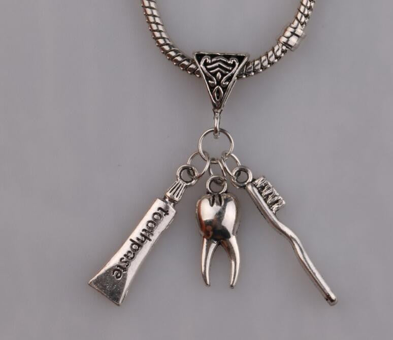 Dentist Teeth Dangle Charm Bead Bracelets