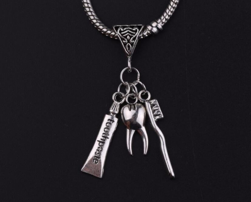 Dentist Teeth Dangle Charm Bead Bracelets