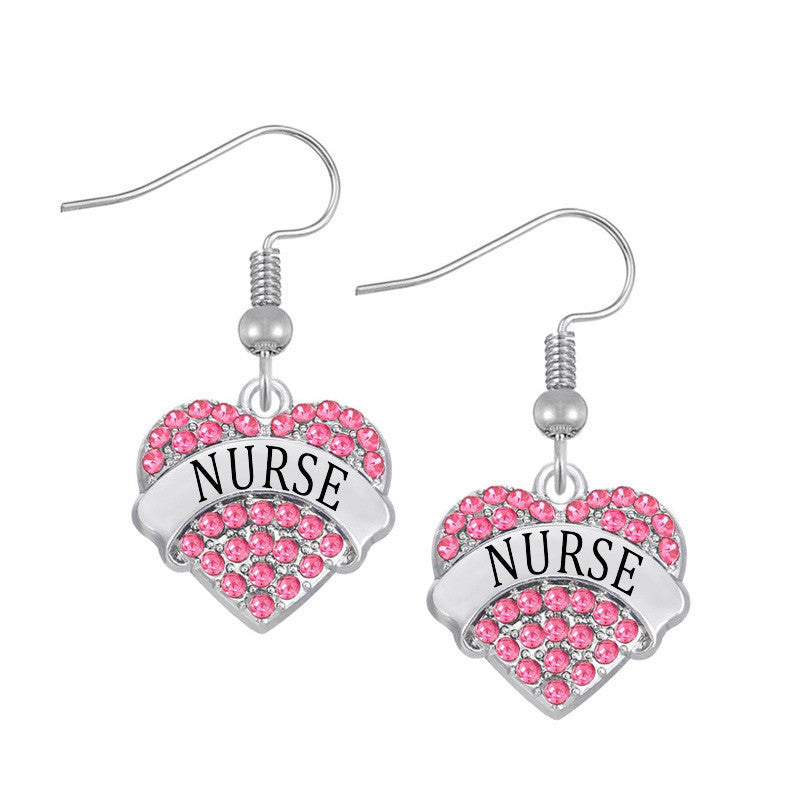 Crystal Hearts Nurse Earrings