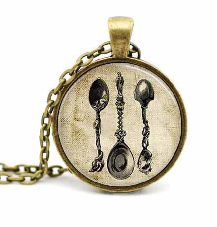 Kitchen Chefs Cooking Art Glass Necklace