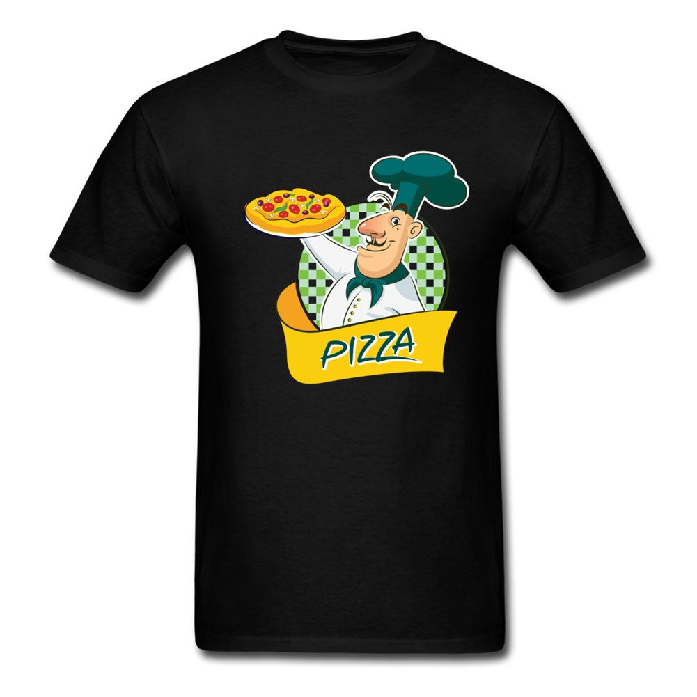 Chef with Pizza O Neck T-Shirts