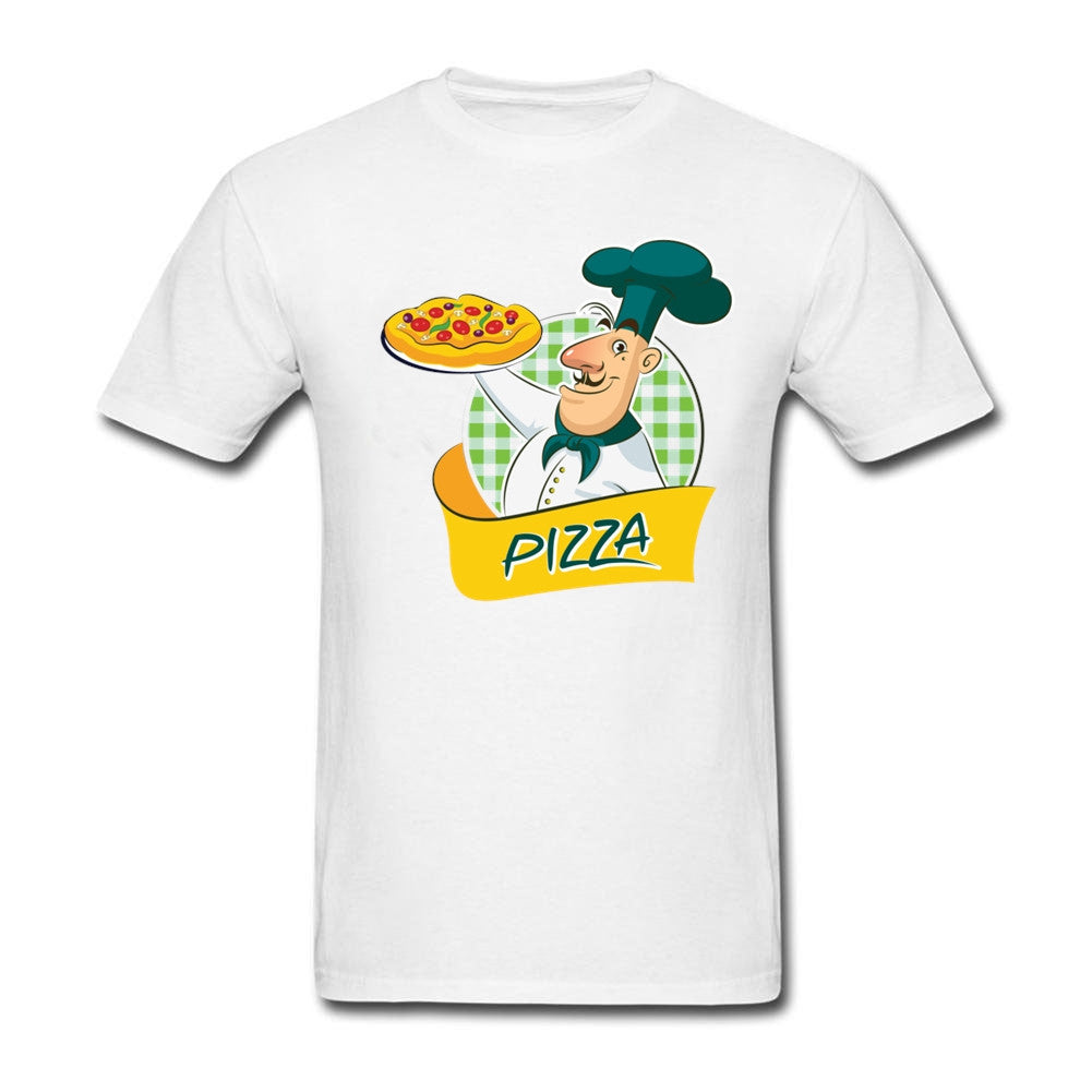 Chef with Pizza O Neck T-Shirts
