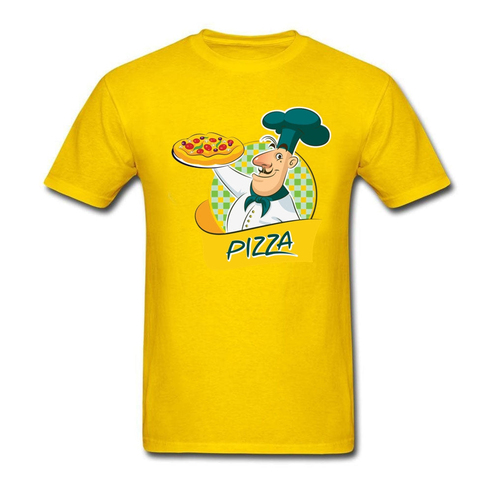 Chef with Pizza O Neck T-Shirts