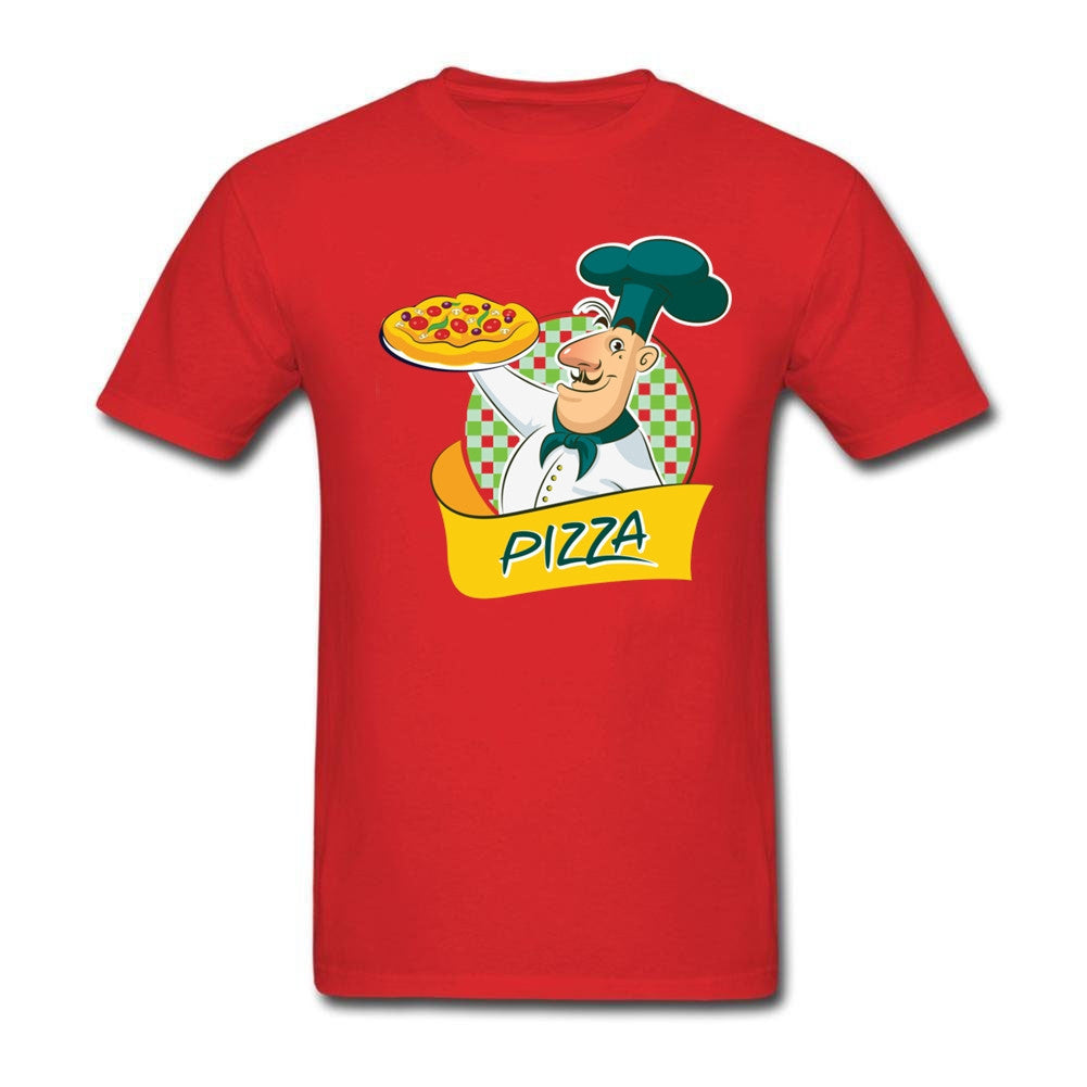 Chef with Pizza O Neck T-Shirts