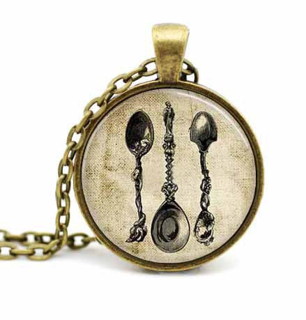 Kitchen Chefs Cooking Art Glass Necklace