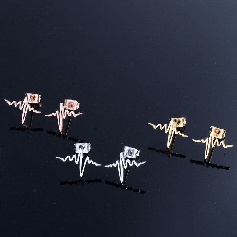 ECG Heartbeat Stud Earrings