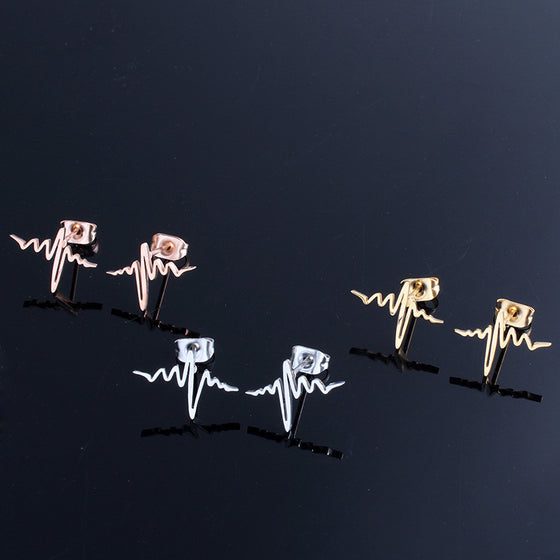 ECG Heartbeat Stud Earrings