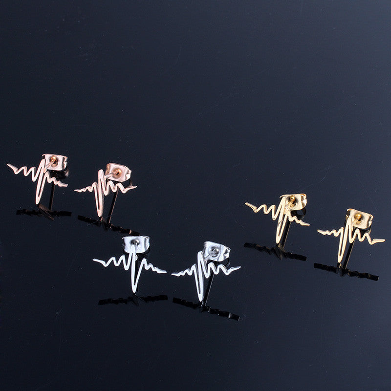 ECG Heartbeat Stud Earrings